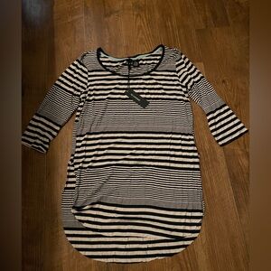 Striped Black and White Women's Tunic with High Slits